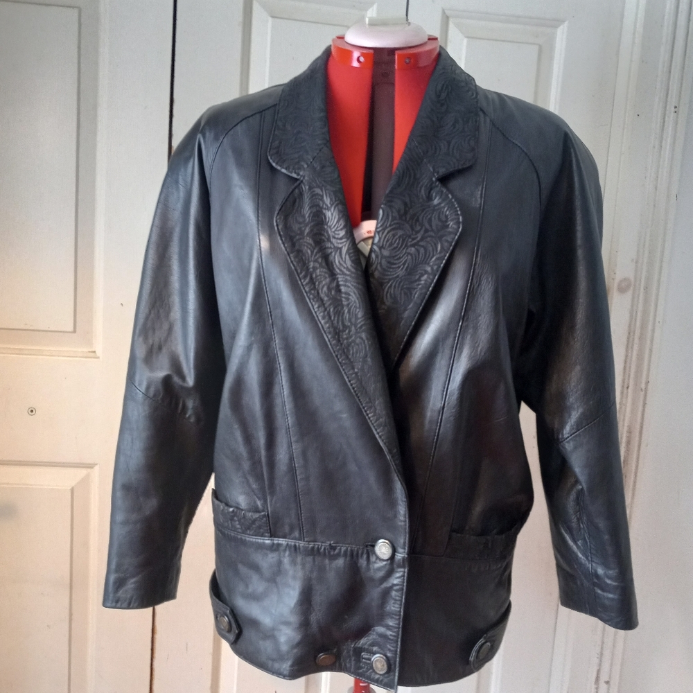 Vintage Sanzzini Genuine Leather Women's Jacket Size L